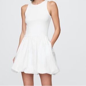 GAP White Sleeveless Fit-and-Flare Mini Dress